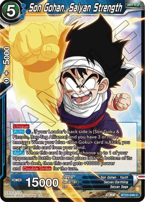 Son Gohan, Saiyan Strength card art