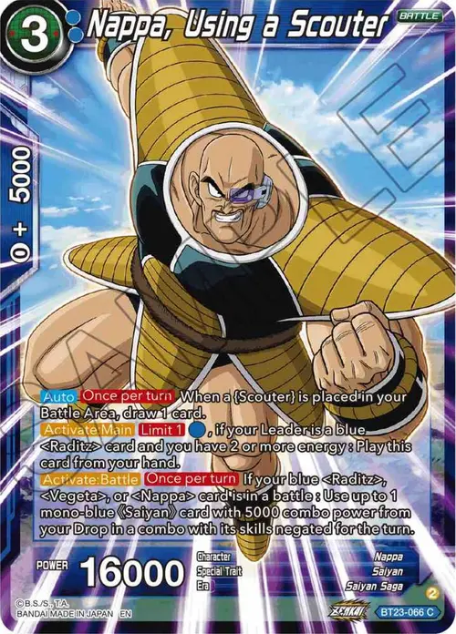 Nappa, Using a Scouter card art