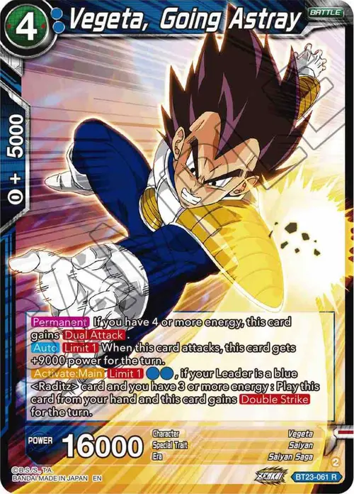 Vegeta, Going Astray card art