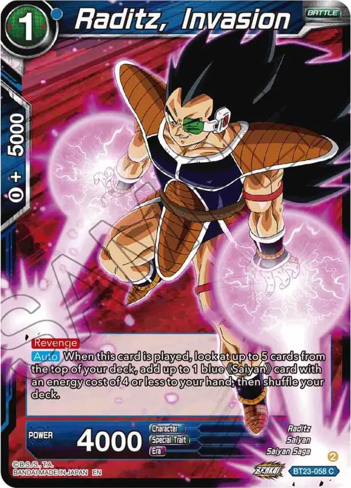 Raditz, Invasion card art