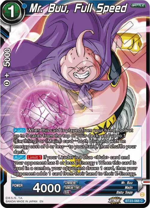 Mr. Buu, Full Speed card art