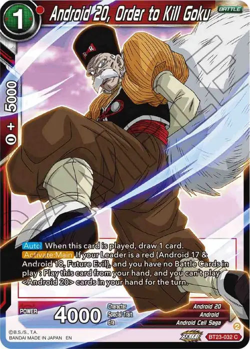 Android 20, Order to Kill Goku card art