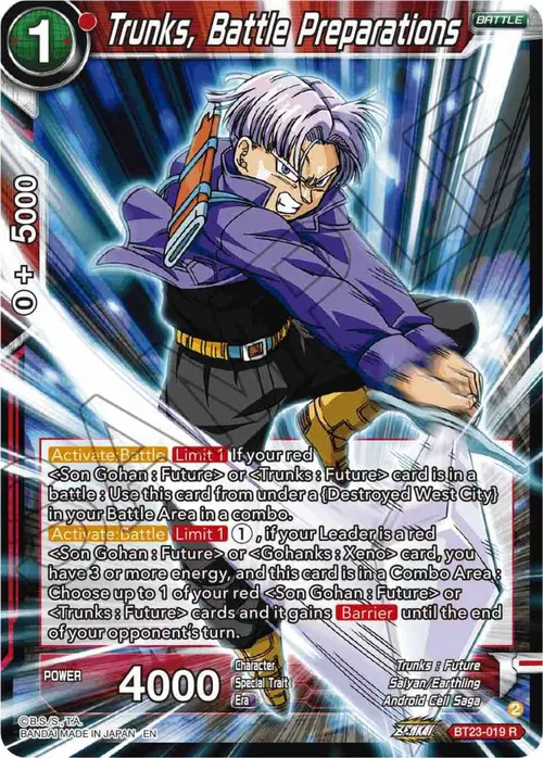 Trunks, Battle Preparations card art