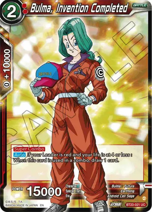 Bulma, Invention Completed card art