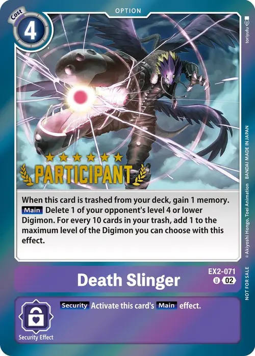 Death Slinger (Digimon 3-On-3 Participation) card art