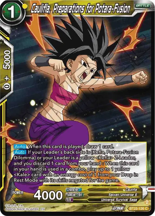 Caulifla, Preparations for Potara-Fusion card art