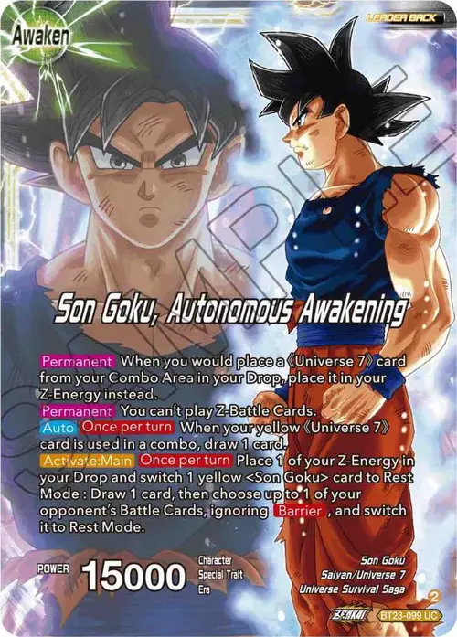 SSB Son Goku // Son Goku, Autonomous Awakening card art