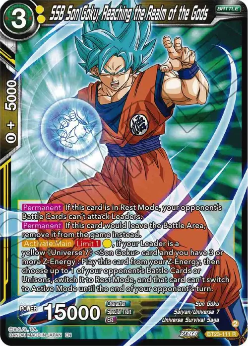 SSB Son Goku, Reaching the Realm of the Gods card art