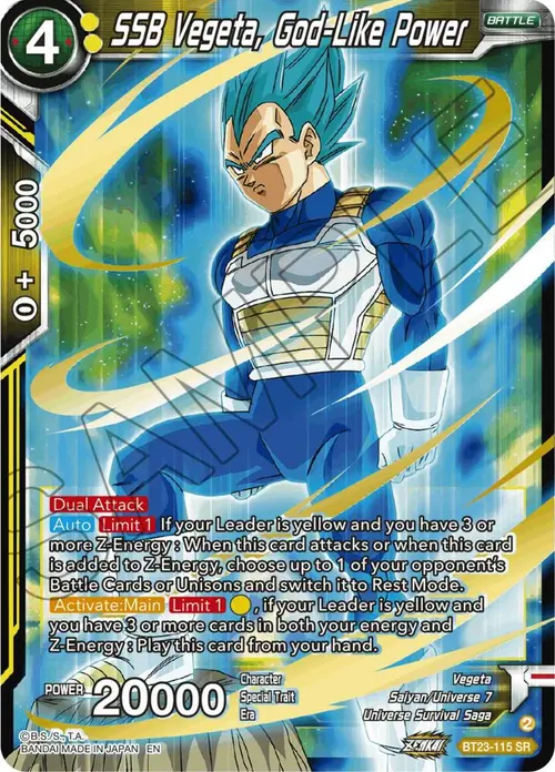 SSB Vegeta, God-Like Power card art