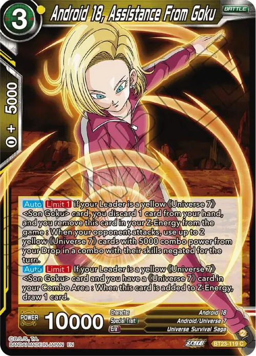 Android 18, Assistance From Goku card art