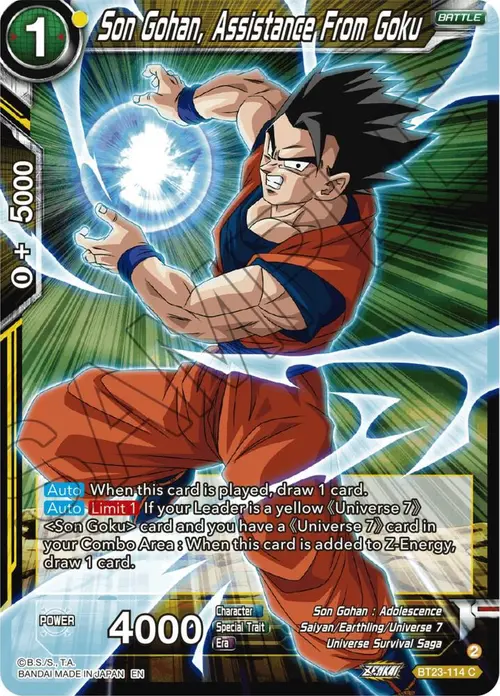 Son Gohan, Assistance From Goku card art
