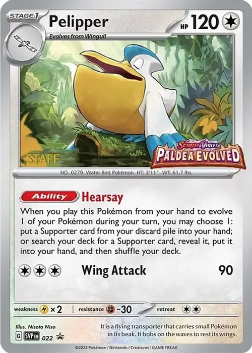 Pelipper - 022 (Prerelease) [Staff] card art