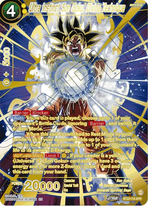 Ultra Instinct Son Goku, Divine Technique (SPR) card art