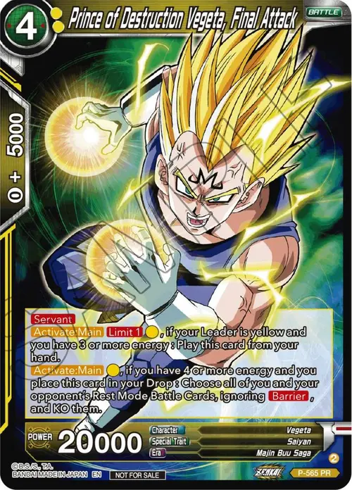 Prince of Destrcution Vegeta, Final Attack (Zenkai Series Tournament Pack Vol.6) card art