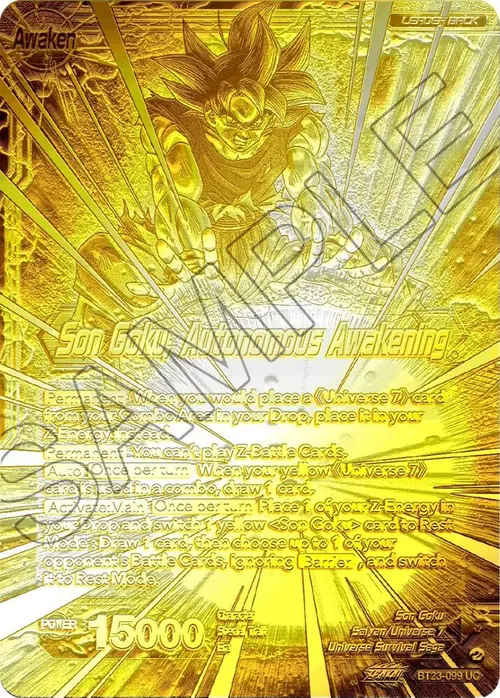 SSB Son Goku // Son Goku, Autonomous Awakening (2023 Championship Finals) (Gold Metal Foil) card art