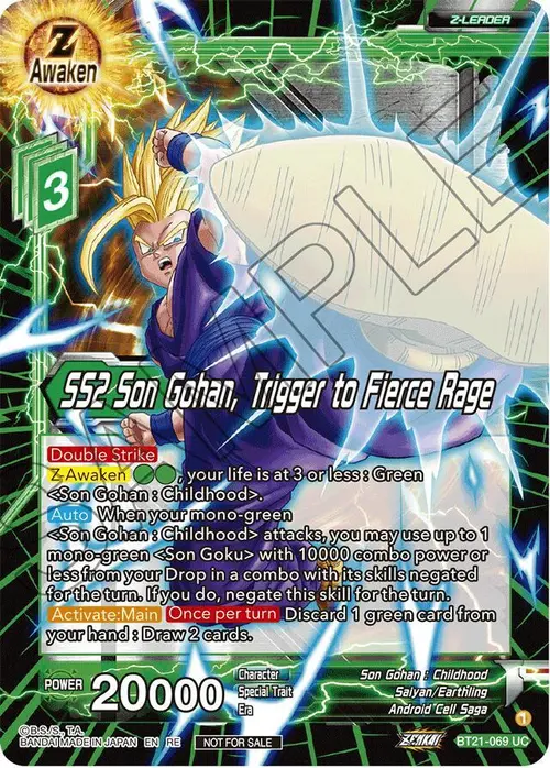 SS2 Son Gohan, Trigger to Fierce Rage (2023 Championship Finals Zenkai Premium Pack) card art