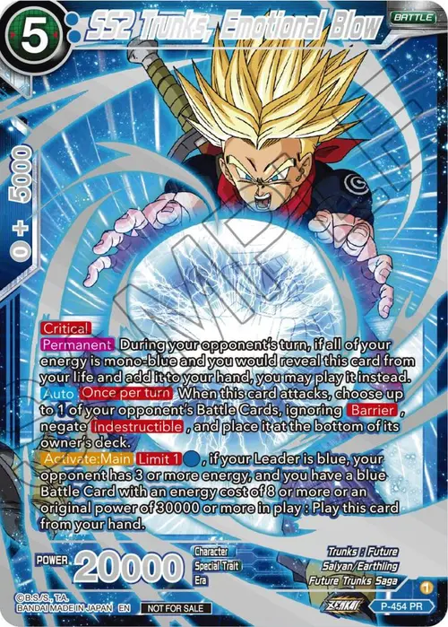 SS2 Trunks, Emotional Blow (Championship 2023 Reward Alternate Art Card Set) (Holo) card art