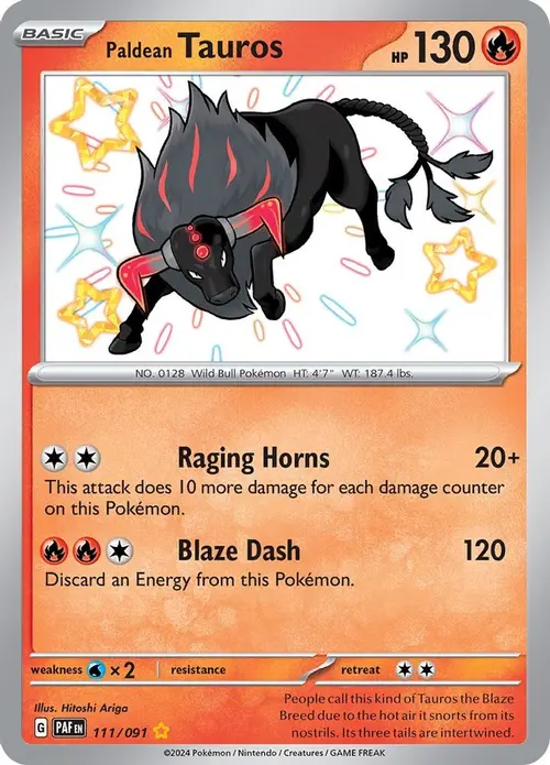 Paldean Tauros - 111/091 card art
