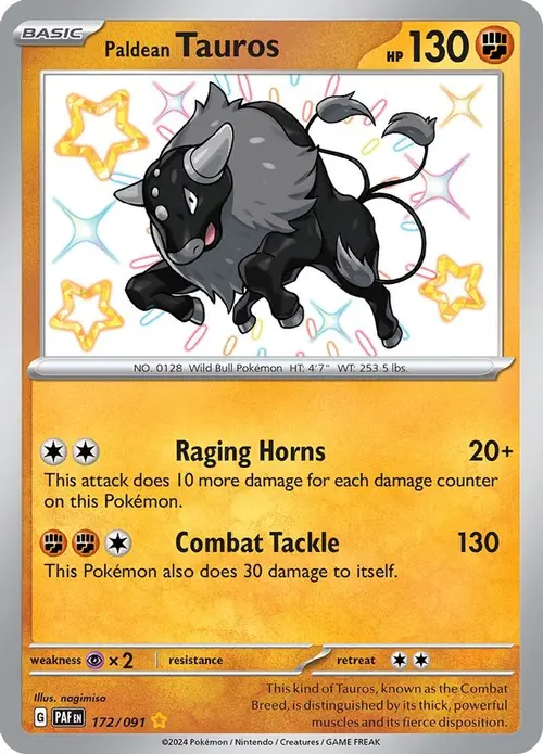 Paldean Tauros - 172/091 card art