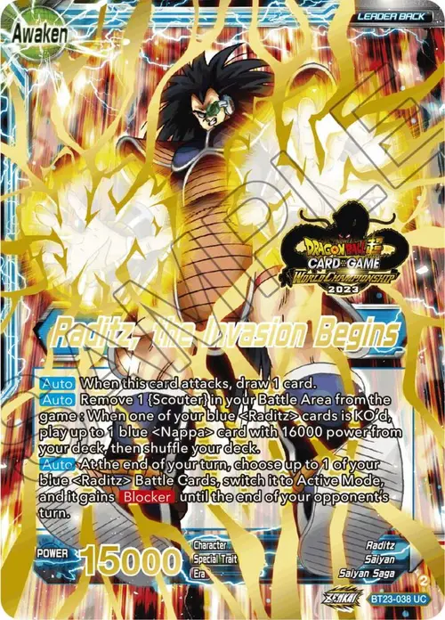 Raditz // Raditz, the Invasion Begins (2023 Worlds ZENKAI 06 Leader Set) card art