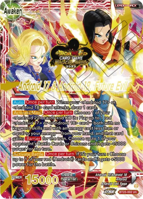 Android 17 & Android 18 // Android 17 & Android 18, Future Evil (2023 Worlds ZENKAI 06 Leader Set) card art