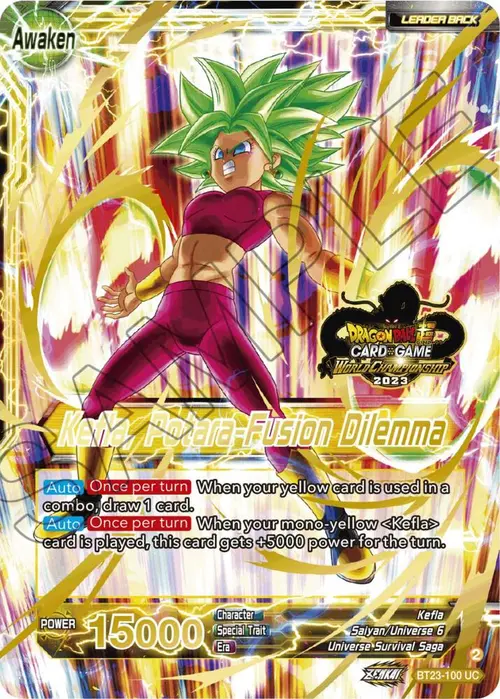 Kale & Caulifla // Kefla, Potara-Fusion Dilemma (2023 Worlds ZENKAI 06 Leader Set) card art