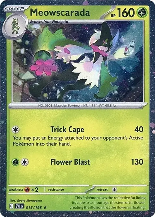 Meowscarada - 015/198 (Cosmos Holo) card art
