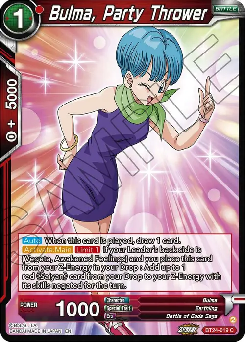 Bulma, Party Thrower card art