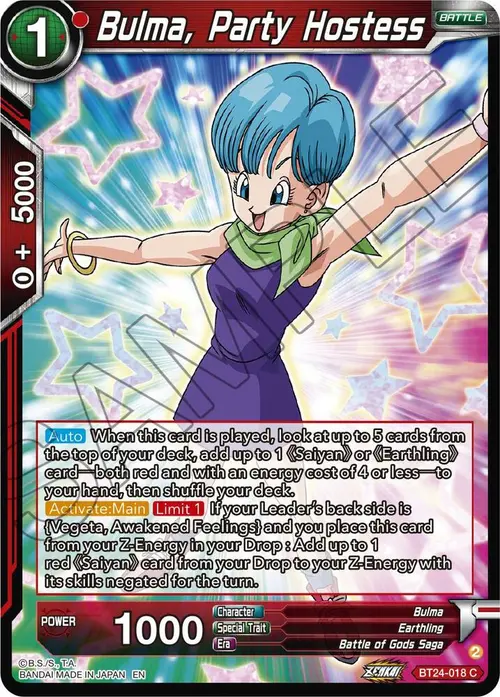 Bulma, Party Hostess card art