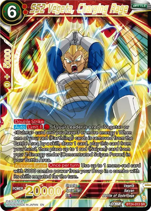 SS2 Vegeta, Charging Rage card art