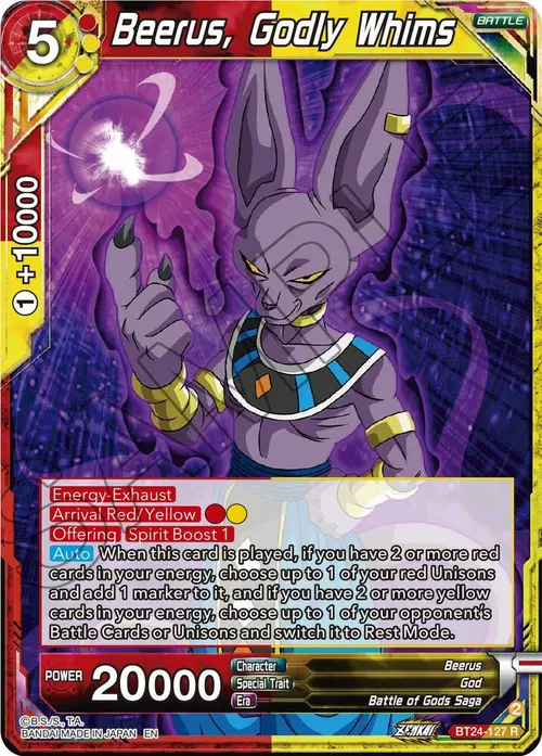 Beerus, Godly Whims card art