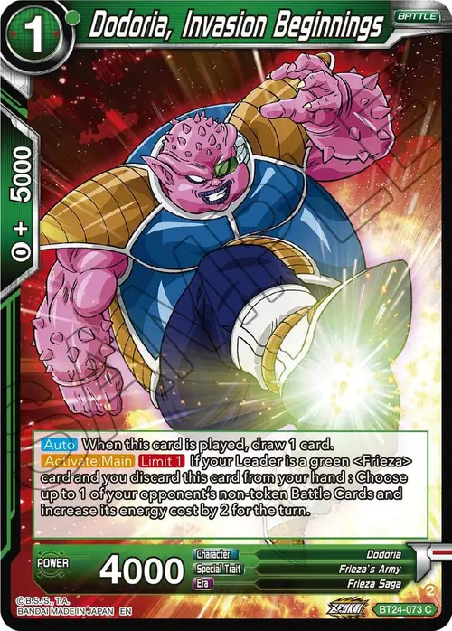 Dodoria, Invasion Beginnings card art