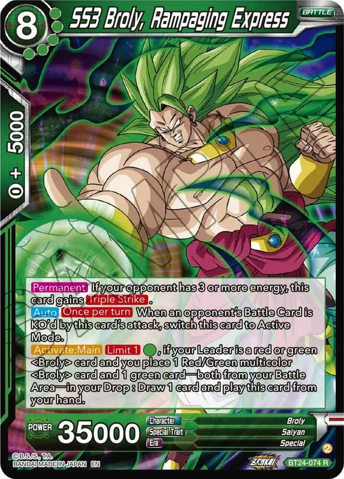 SS3 Broly, Rampaging Express card art