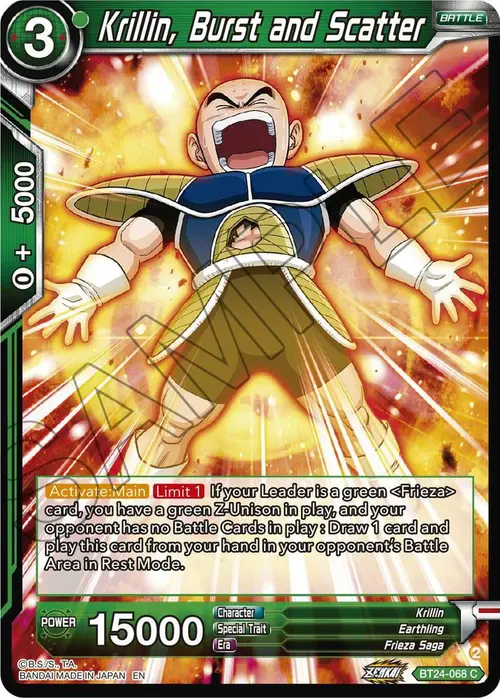 Krillin, Burst and Scatter card art