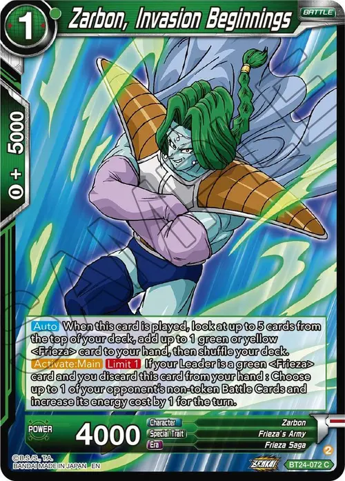 Zarbon, Invasion Beginnings card art