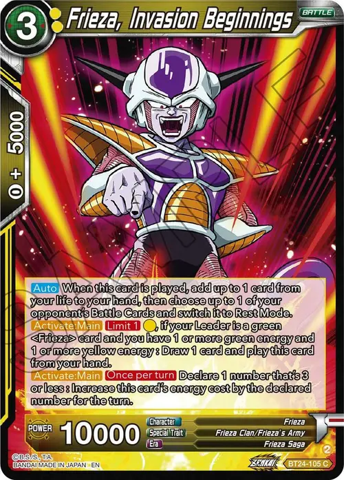 Frieza, Invasion Beginnings card art