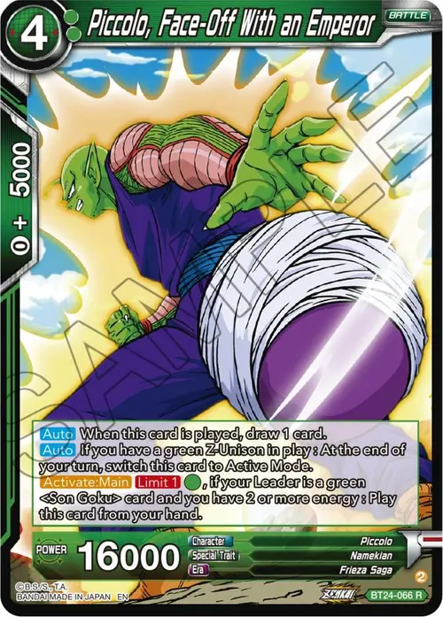 Piccolo, Face-Off With an Emperor card art