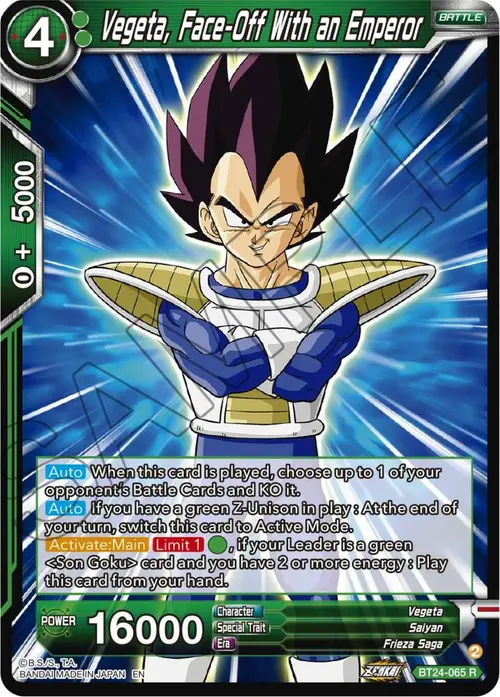 Vegeta, Face-Off With an Emperor card art