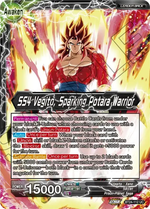SS4 Son Goku & SS4 Vegeta // SS4 Vegito, Sparking Potara Warrior card art