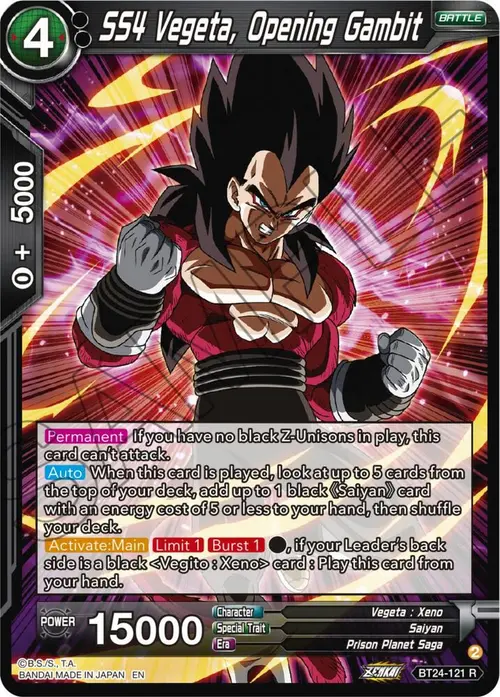 SS4 Vegeta, Opening Gambit card art