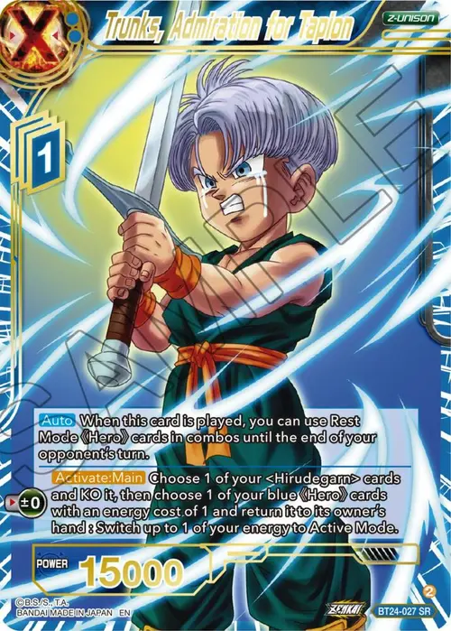 Trunks, Admiration for Tapion card art