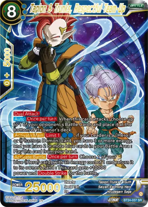 Tapion & Trunks, Respectful Team-Up card art