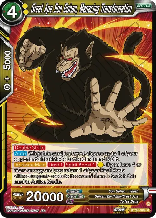 Great Ape Son Gohan, Menacing Transformation card art
