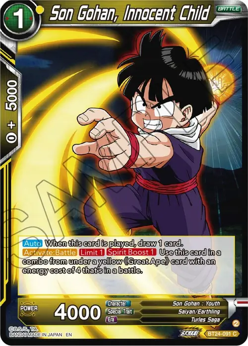 Son Gohan, Innocent Child card art