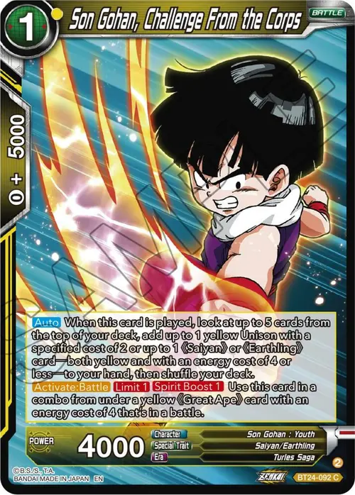 Son Gohan, Challenge From the Corps card art