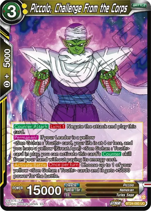Piccolo, Challenge From the Corps card art