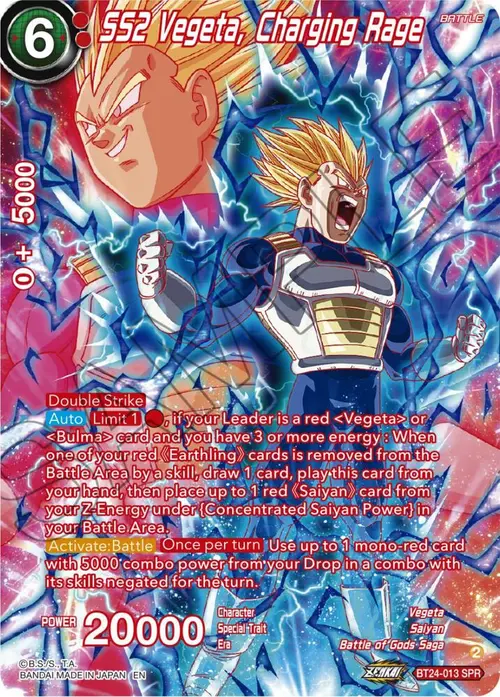 SS2 Vegeta, Charging Rage (SPR) card art