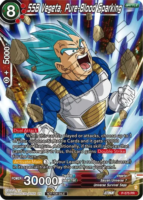 SSB Vegeta, Pure-Blood Sparking (Zenkai Series Tournament Pack Vol.7) card art
