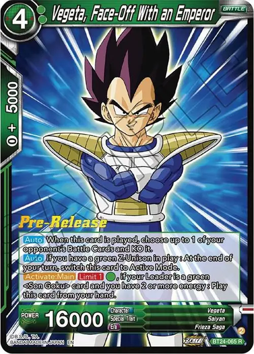 Vegeta, Face-Off With an Emperor card art