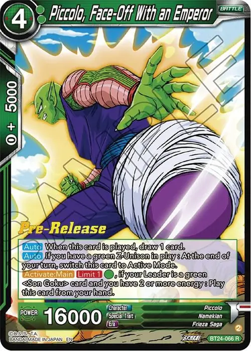 Piccolo, Face-Off With an Emperor card art